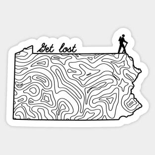 Get Lost Hiking Topographic Art Hike Pennsylvania State Map Sticker